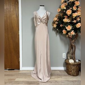 Cream Ruched Maxi Gown